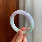 糯冰春带彩翡翠平安镯（56mm)（yc323237）