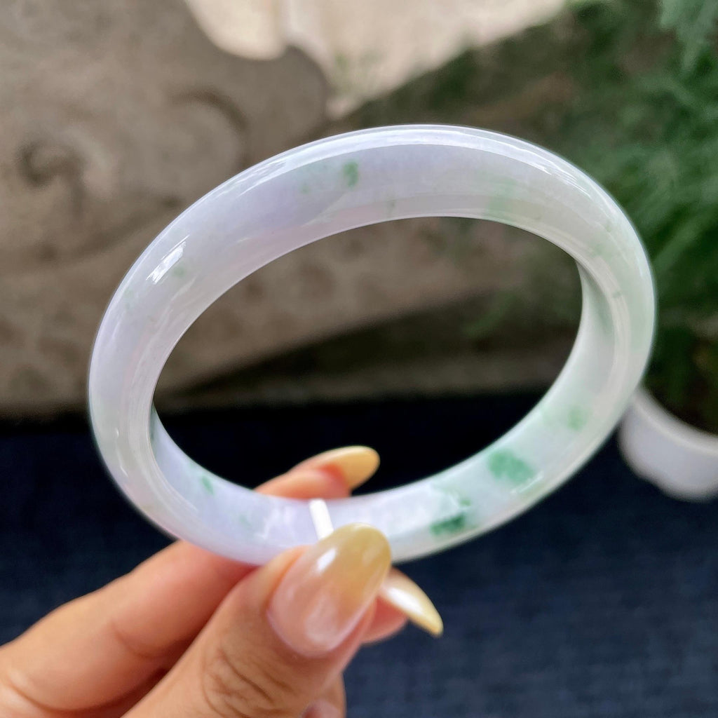 大圈口 细糯种紫罗兰飘花正圈平安镯60.6圈 天然缅甸A货翡翠（yc464091）