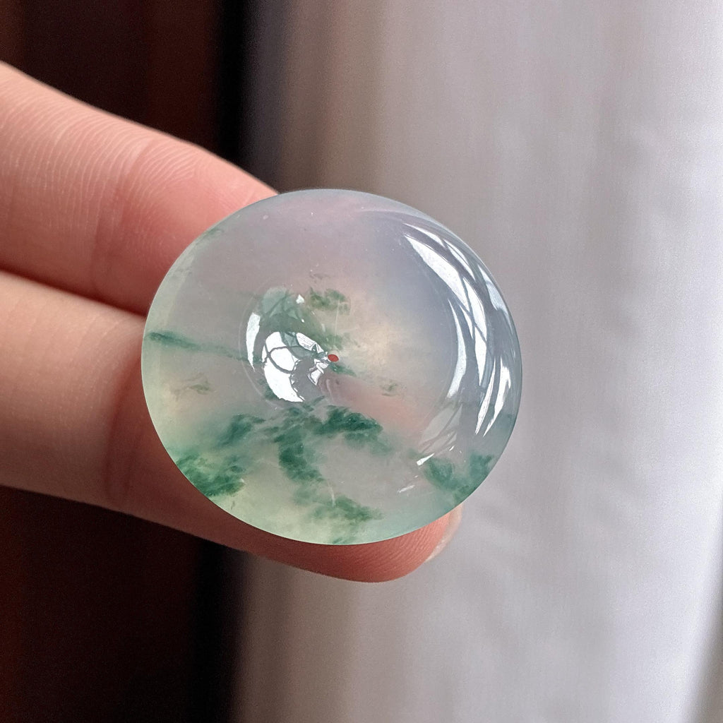 糯冰飘花平安扣挂件 天然缅甸A货翡翠（yc483592）