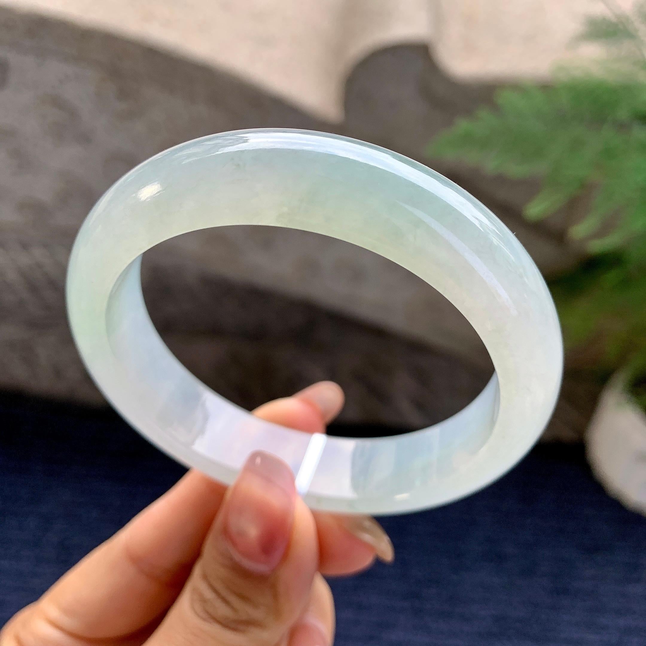 糯冰种带底色平安镯（56.6mm）（yc295584）
