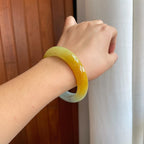 糯冰黄翡翡翠平安镯（58mm）（yc268219）