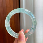 冰玻种飘花翡翠平安镯（53mm）（yc335287）