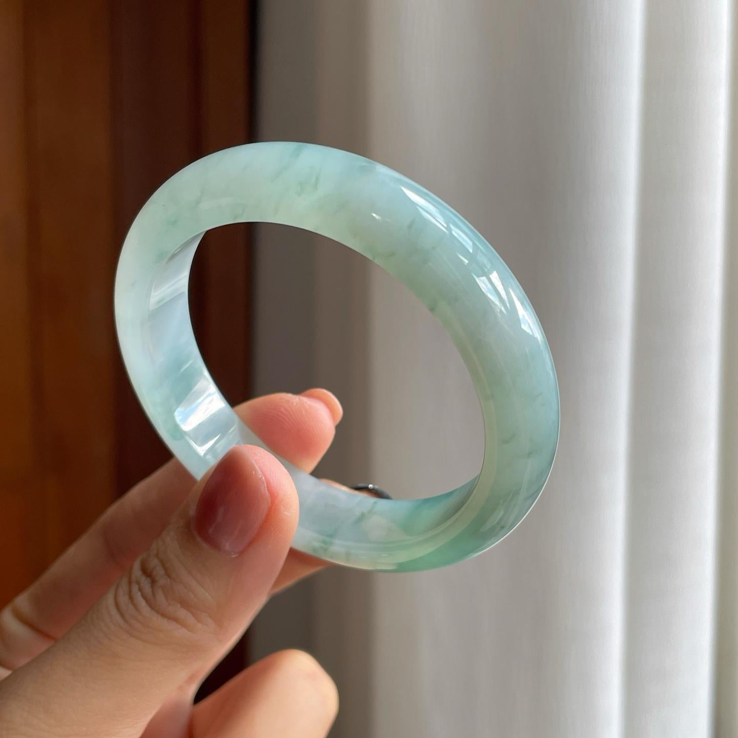 冰种飘花翡翠平安镯（52.5mm）（yc277382）