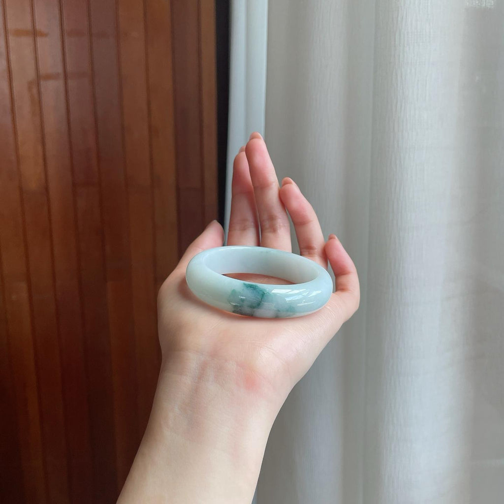 糯冰飘花翡翠平安镯（51mm)（yc329632）
