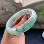 细糯种飘花正圈平安镯56.5圈        天然缅甸A货翡翠（yc433604）