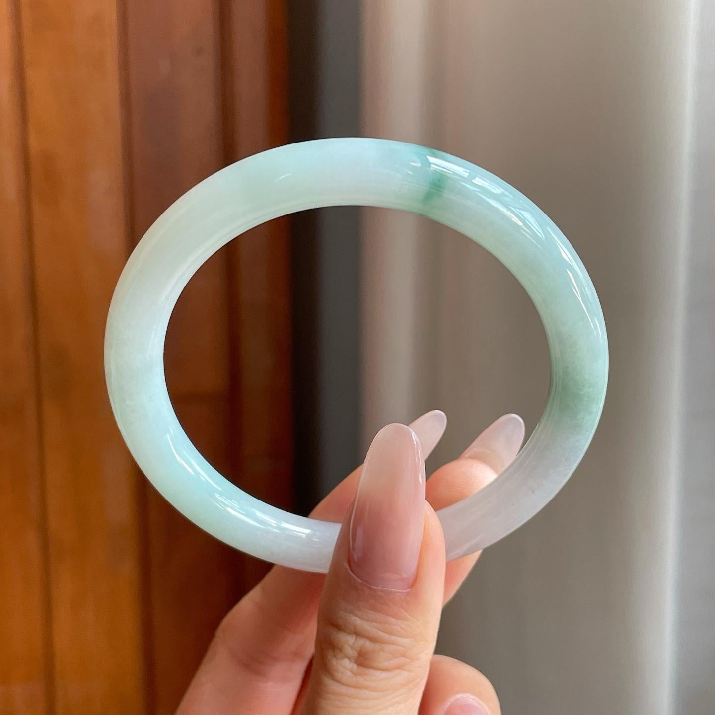 糯冰晴底飘花翡翠美人条手镯（56.8mm）（yc283253）