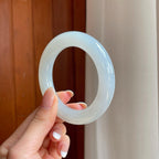 冰种飘一抹紫圆条翡翠手镯（53mm）（yc374183）