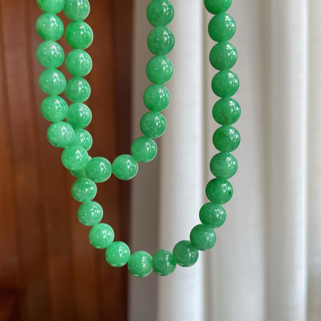 糯种满绿翡翠珠串项链（yc266496）