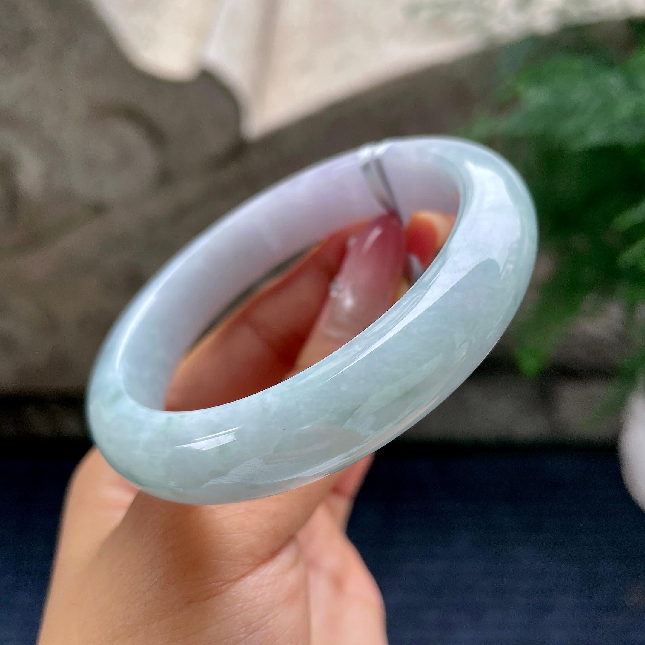 细糯种带底色正圈平安镯57圈  天然缅甸A货翡翠（yc441187）