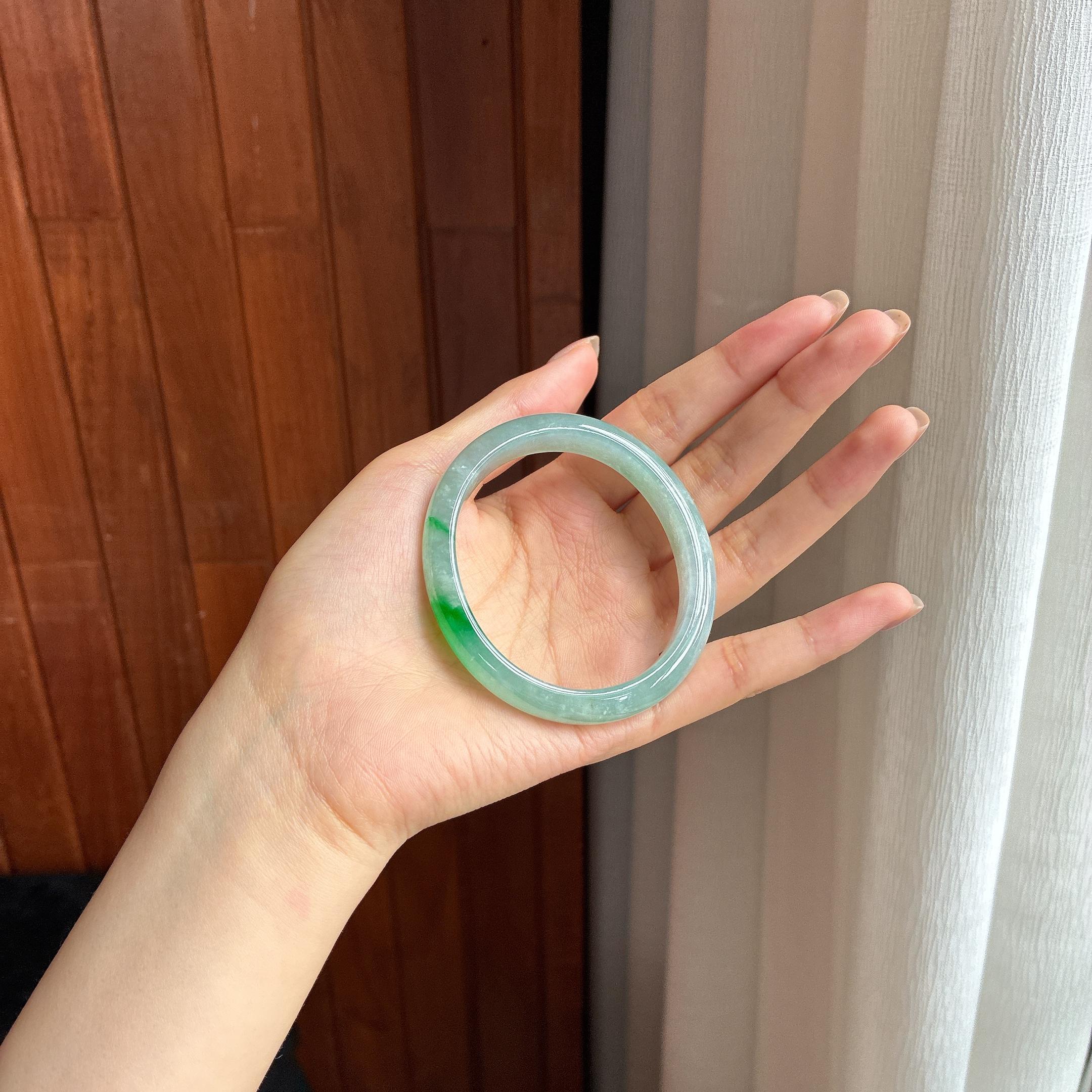 冰种带色翡翠贵妃镯 55圈天然缅甸A货翡翠（yc440303）