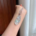 Phật Di Lặc băng mạt nước cao, khóa đầu vàng 18k, ngọc phỉ thúy tự nhiên Myanmar loại A (yc450448)