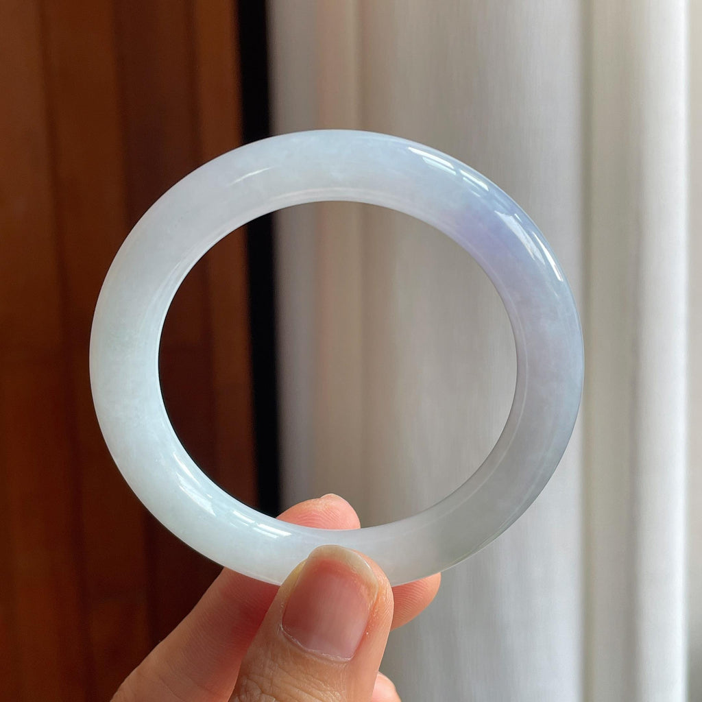 糯冰淡紫罗兰翡翠圆条手镯（52.3mm）（yc373954）