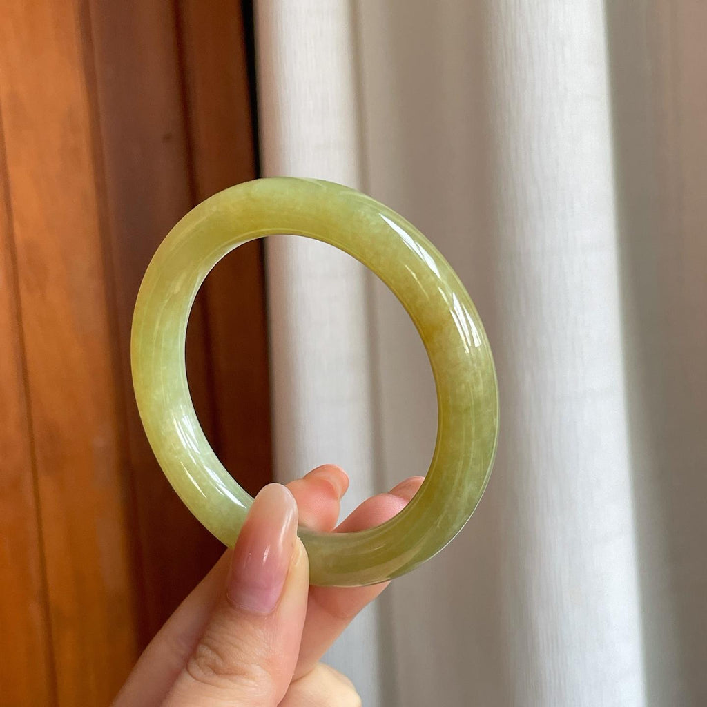 糯冰黄翡翡翠圆条手镯（53.8mm)（yc362668）