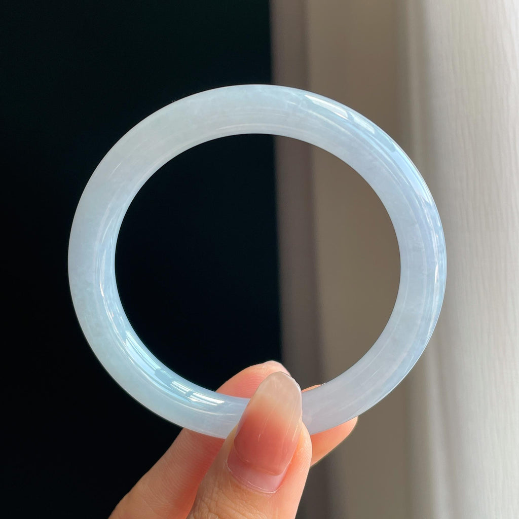 冰种淡紫罗兰翡翠圆条手镯（55mm）（yc329528）