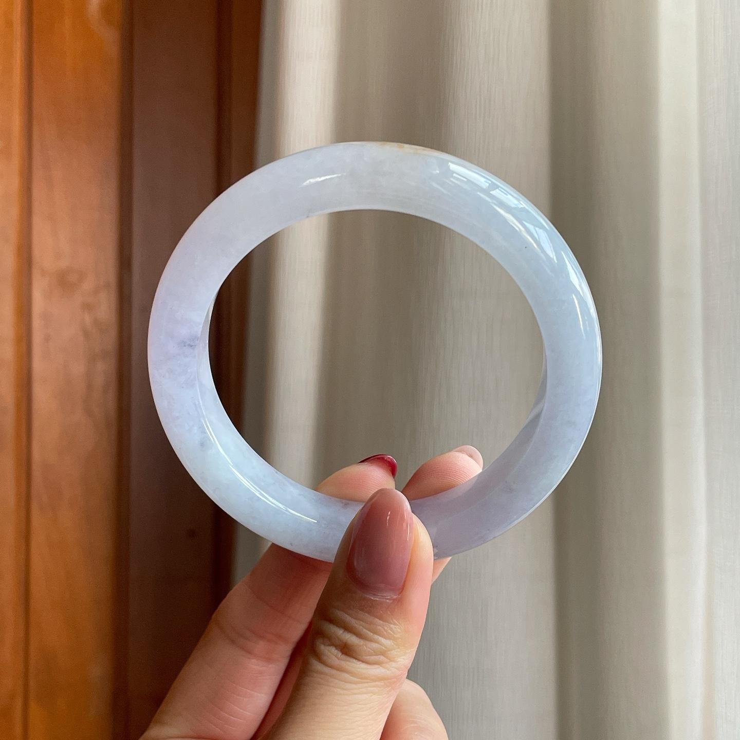 糯冰紫底带黄翡翡翠平安镯（58.2mm）（yc302426）