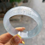 宽版轮胎镯    高冰种雪花棉宽版轮胎镯58.8圈      天然缅甸A货翡翠（yc378784）