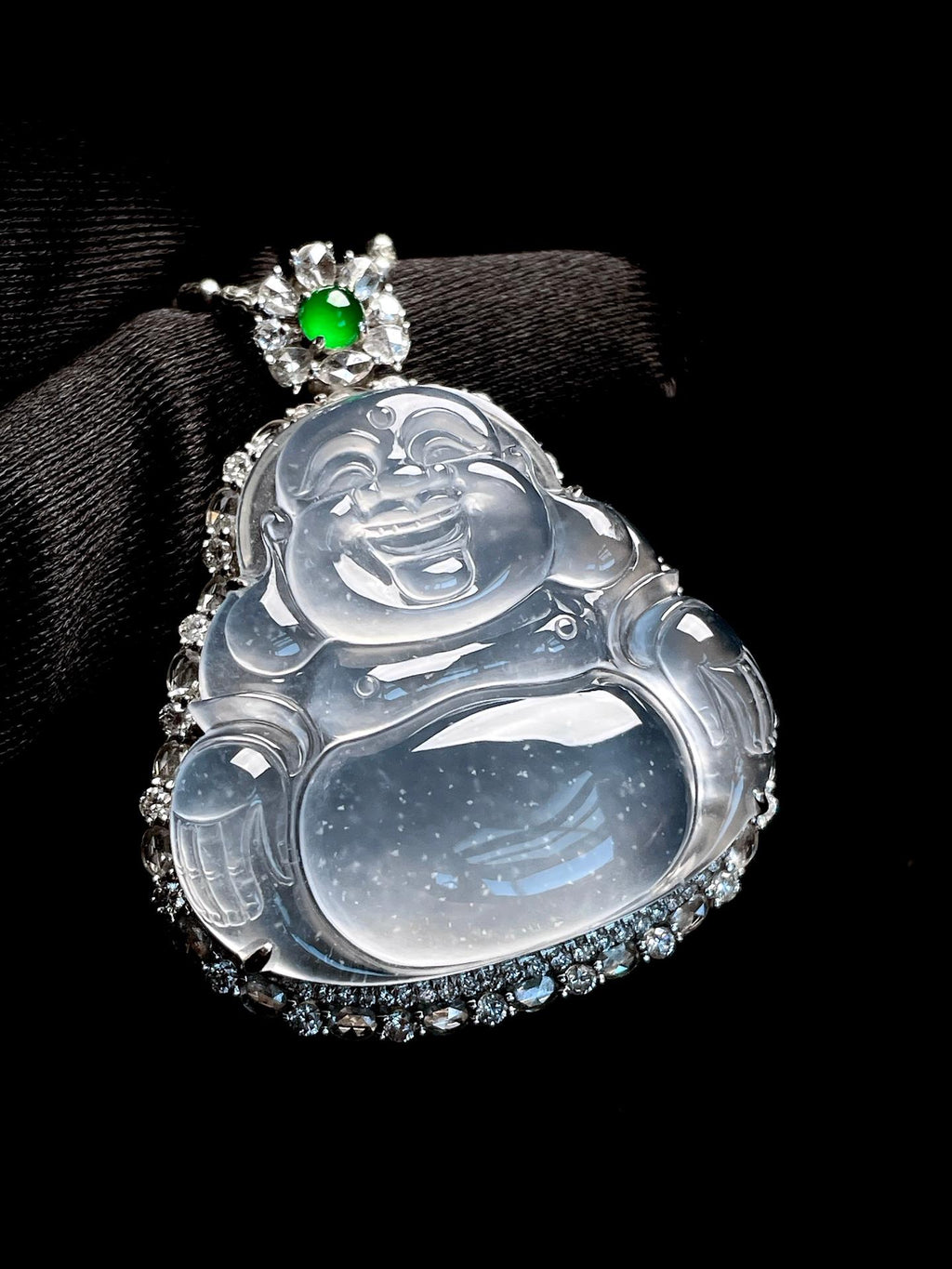 18k金钻镶冰玻种翡翠佛公（yc269681）