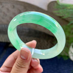 糯冰种飘绿宽版轮胎手镯（55.4mm）（yc249431）