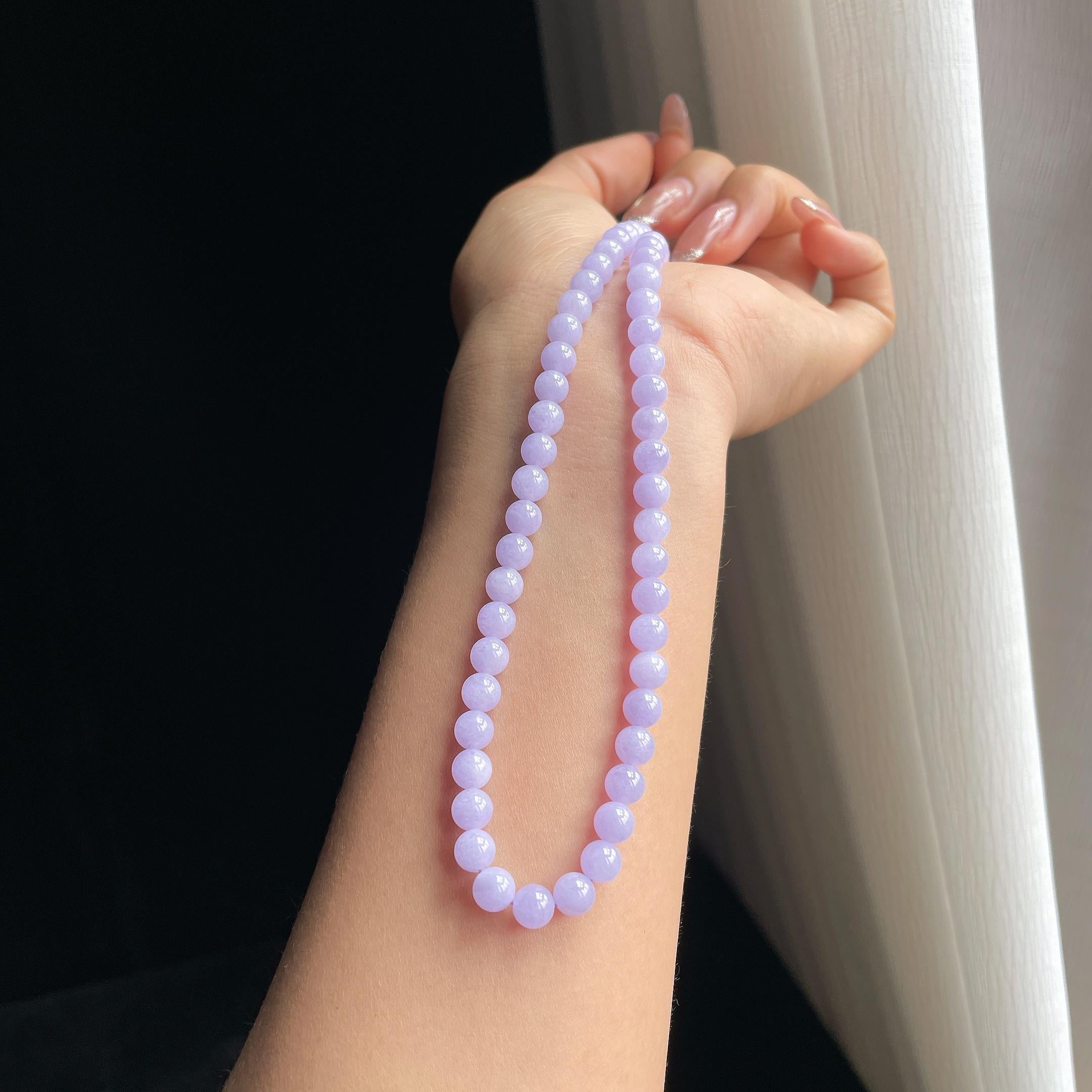 糯冰紫罗兰翡翠珠串项链（yc358355）