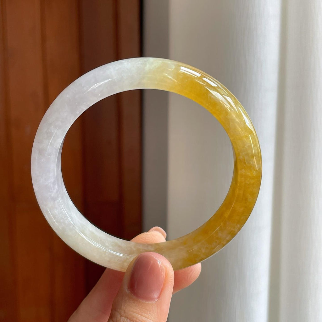 糯冰黄翡翡翠平安镯（61mm）（yc277399）