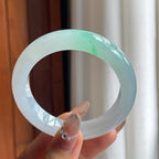 糯冰种带色翡翠平安镯（54mm）
