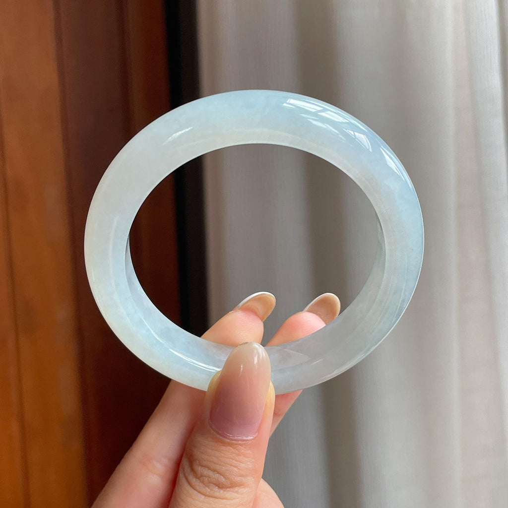 糯冰淡底色翡翠平安镯（55mm)（yc414484）
