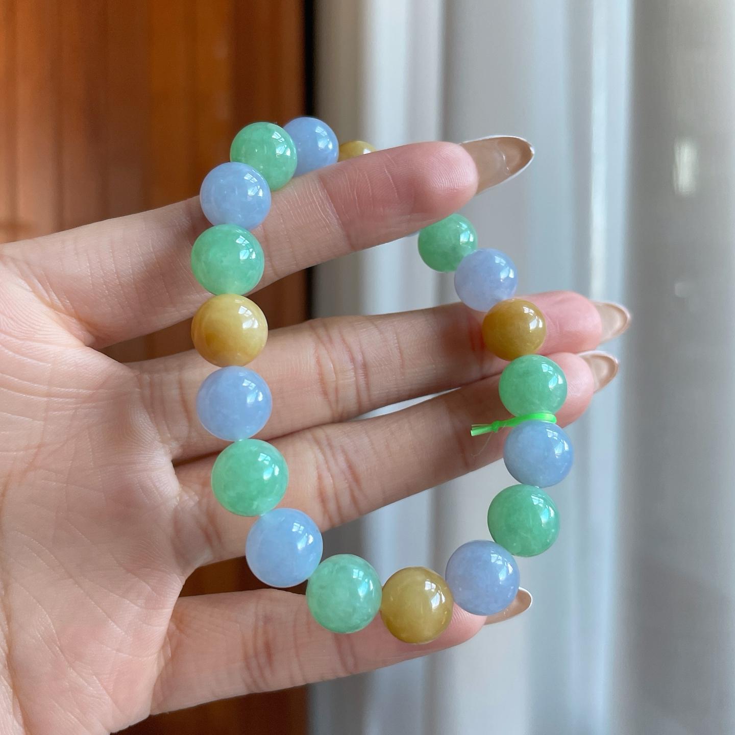 糯冰种多宝翡翠珠串手串（yc266570）