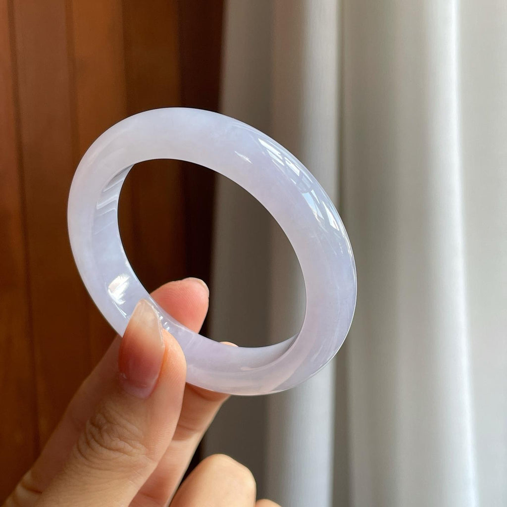 冰种淡紫罗兰翡翠平安镯（50mm）（yc318650）