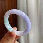 糯冰春带彩翡翠平安镯（54mm)（yc316585）