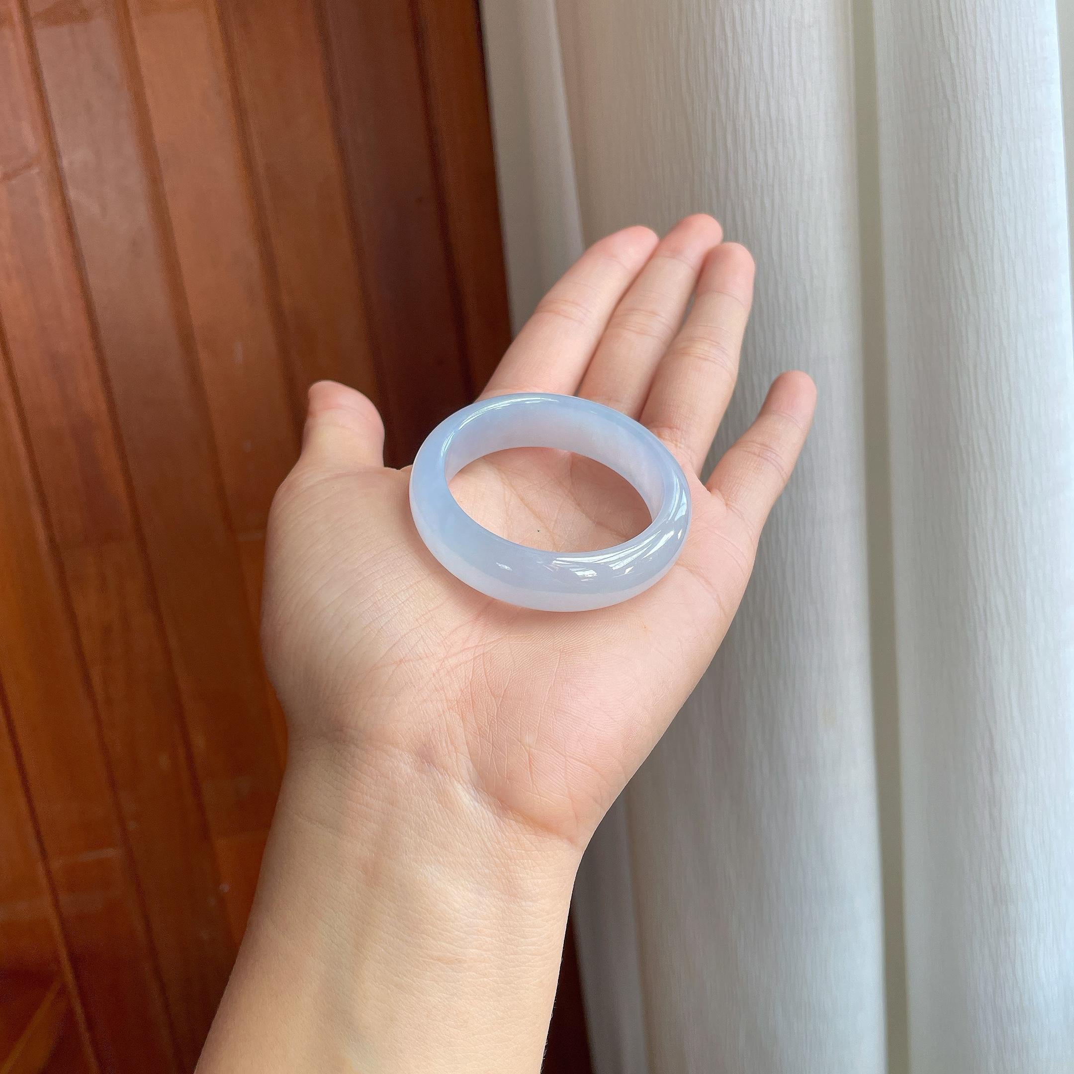 冰种淡紫底翡翠童镯（42mm)（yc286945）