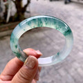 冰种飘蓝花正圈平安镯  57.6圈口  天然缅甸A货翡翠（yc447375）