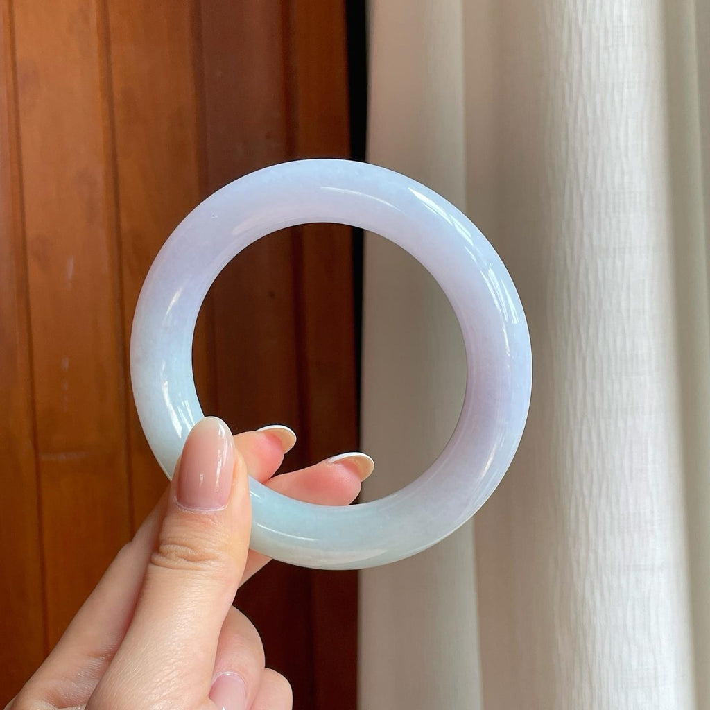 糯冰淡春彩翡翠圆条手镯（59mm）（yc376709）