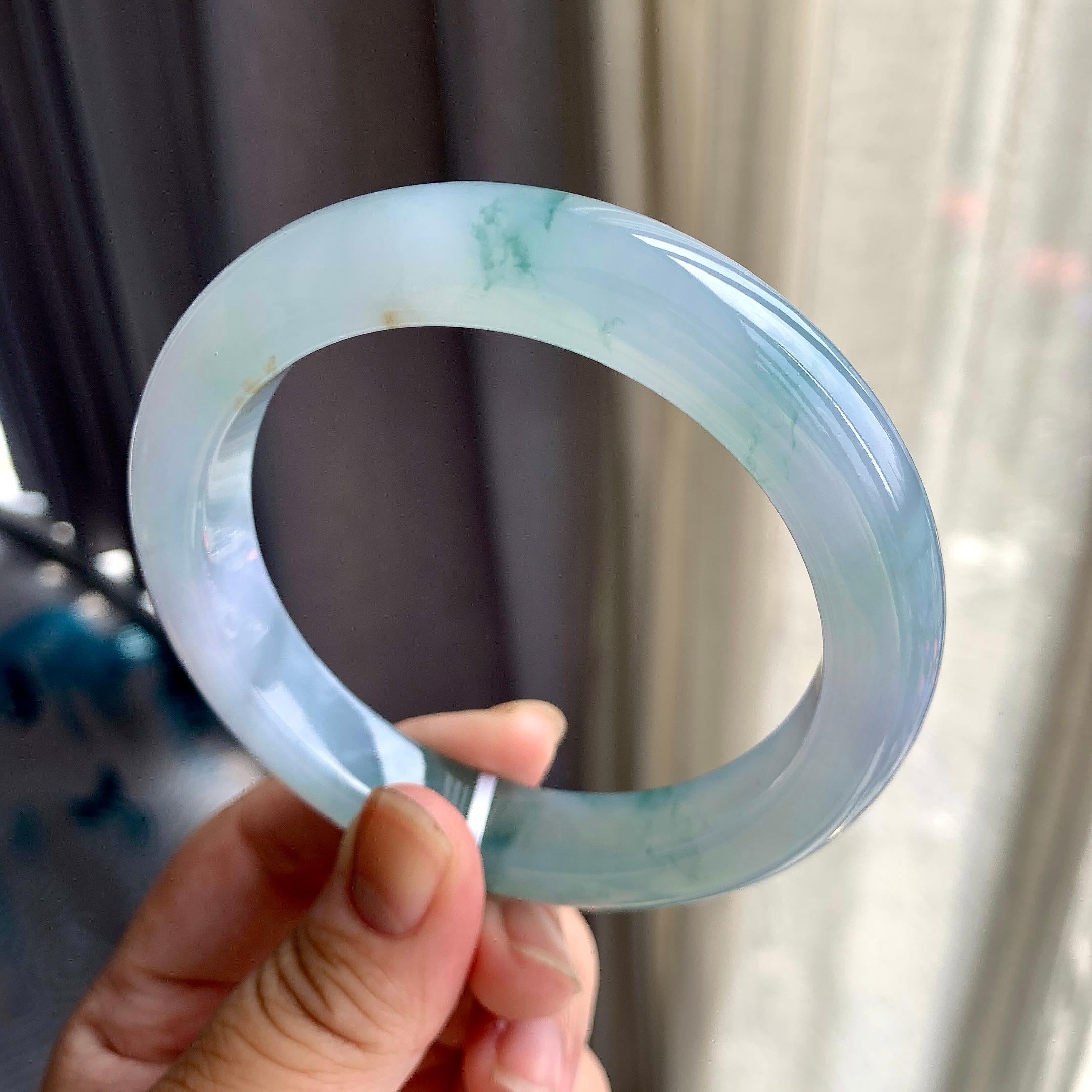 糯冰种飘花平安镯（64.4mm）（yc195373）