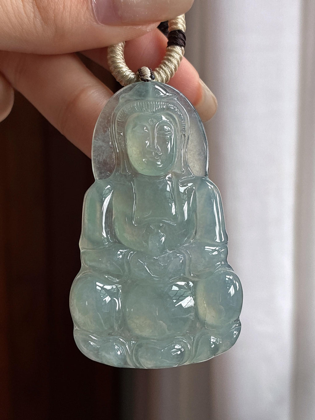 糯冰晴底观音 天然缅甸A货翡翠（yc465144）