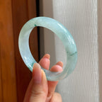 冰种飘花翡翠平安镯（53.3mm)（yc348901）