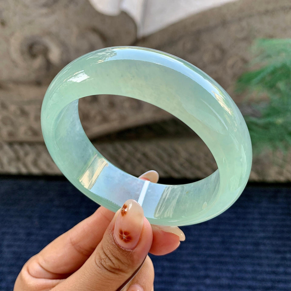 糯冰种晴水宽版轮胎手镯（58.5mm）（yc243442）