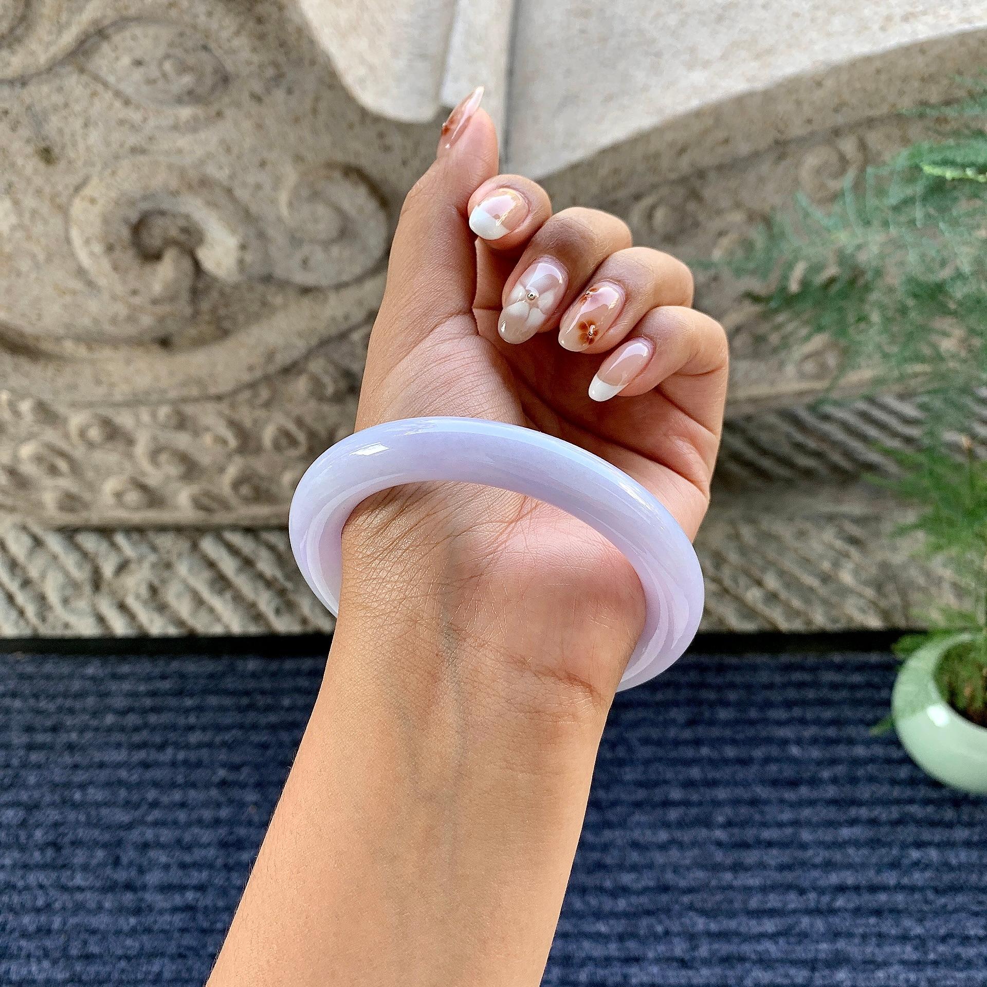 细糯种淡紫罗兰圆条手镯（59.8mm）（yc249450）