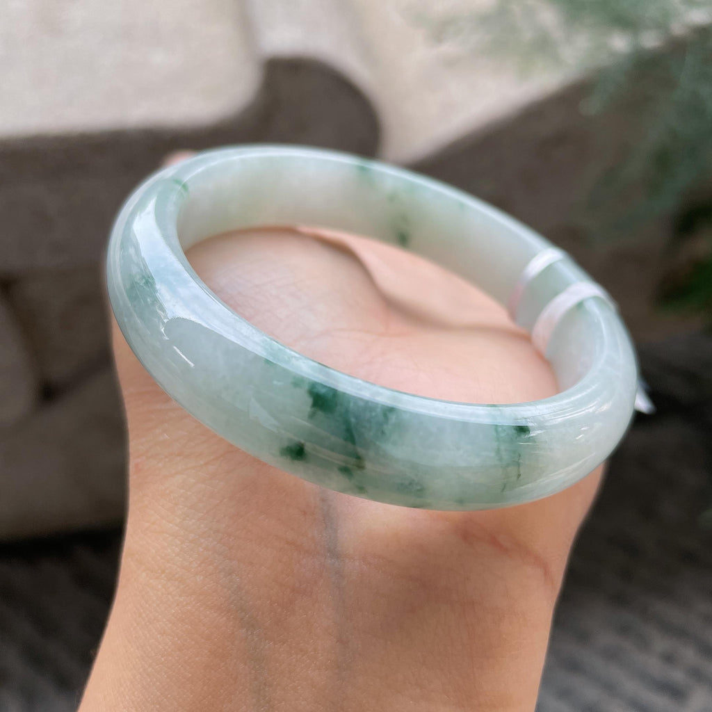 细糯种飘花正圈平安镯55.2圈     天然缅甸A货翡翠（yc366498）