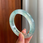 冰玻种飘花翡翠平安镯（53mm）（yc335287）