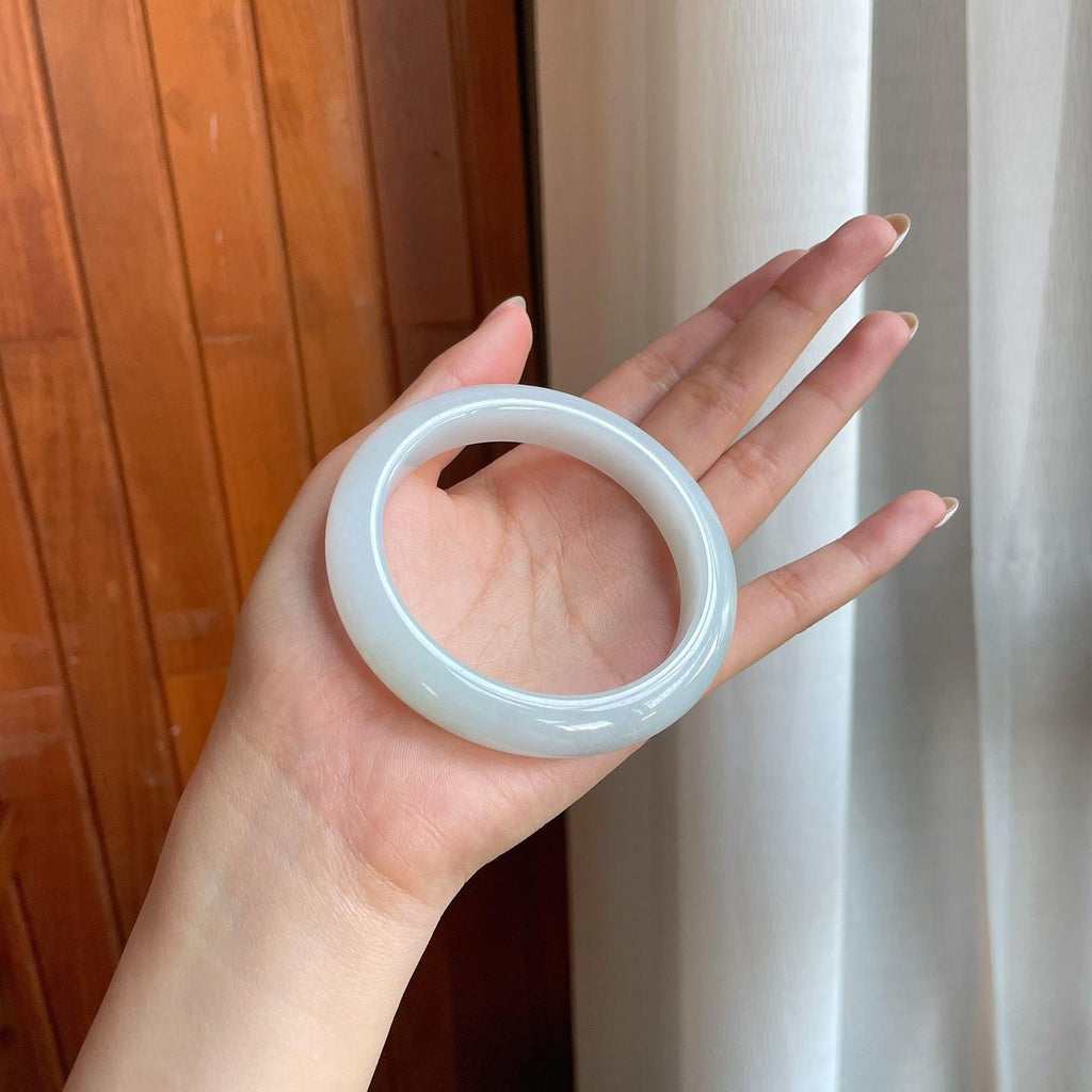糯冰白月光翡翠平安镯（59mm)（yc373304）