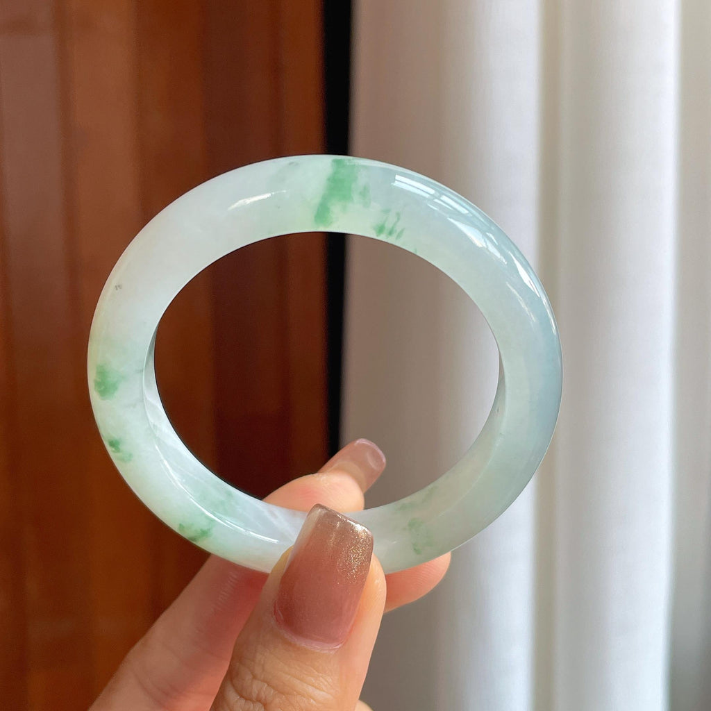 糯冰飘花翡翠平安镯（50.8mm）（yc366989）