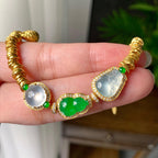 18K金钻+黄金镶糯冰种多彩盘缠手链（yc224991）