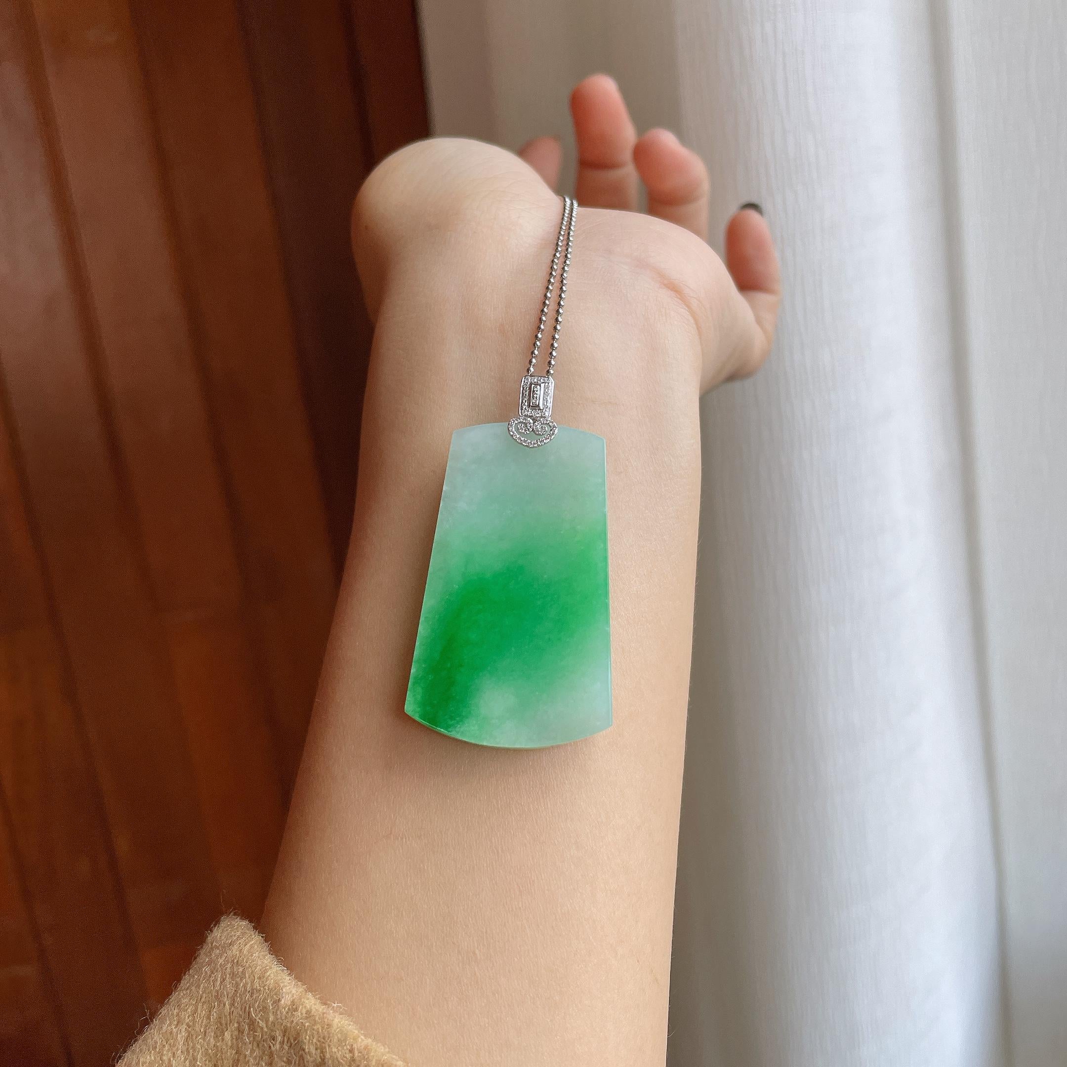 18k金扣糯冰翡翠无事牌（yc288382）