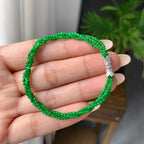 18k金钻镶糯冰种满绿小米珠手链（yc198901）