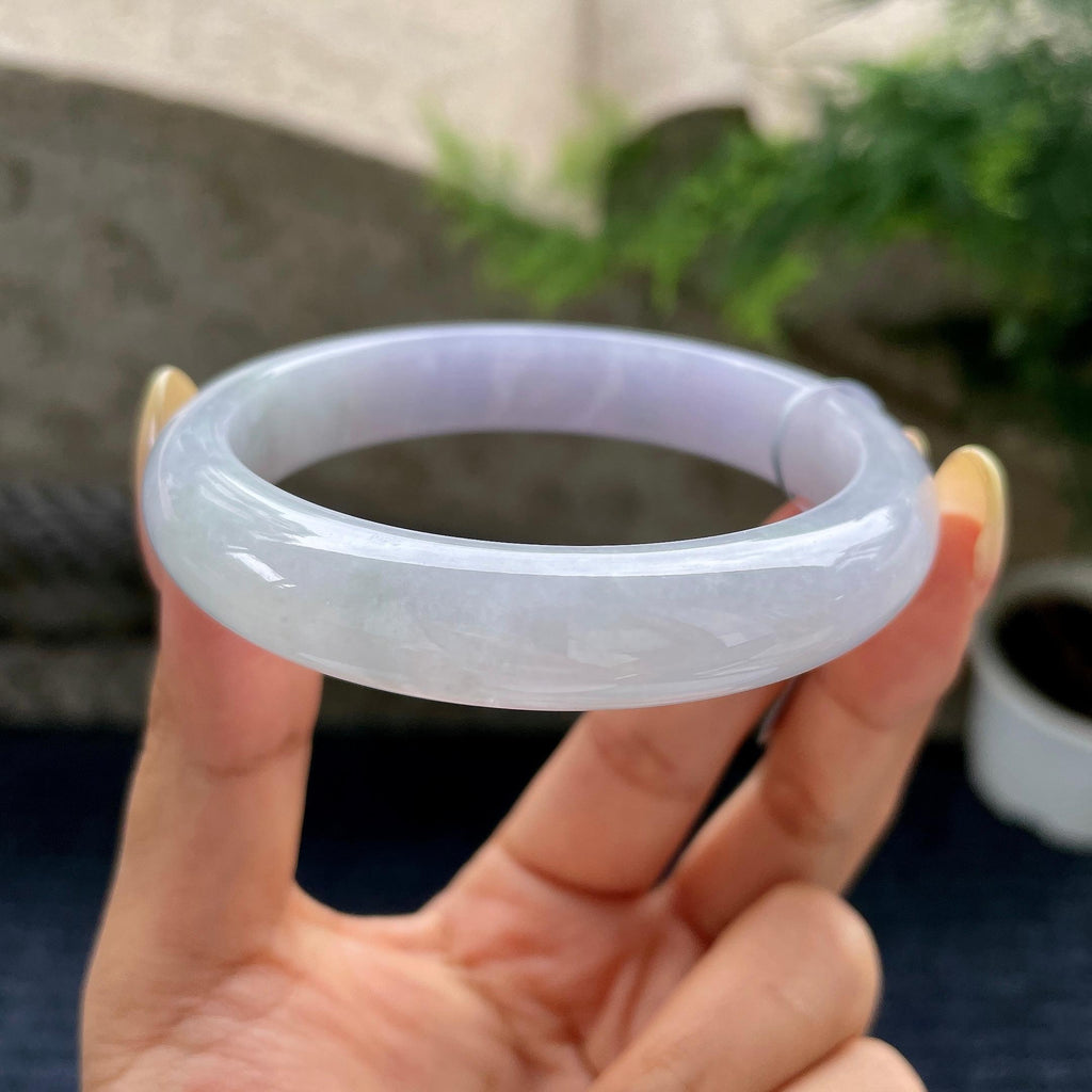 大圈口 细糯种淡紫罗兰正圈平安镯59.3圈 天然缅甸A货翡翠（yc489156）