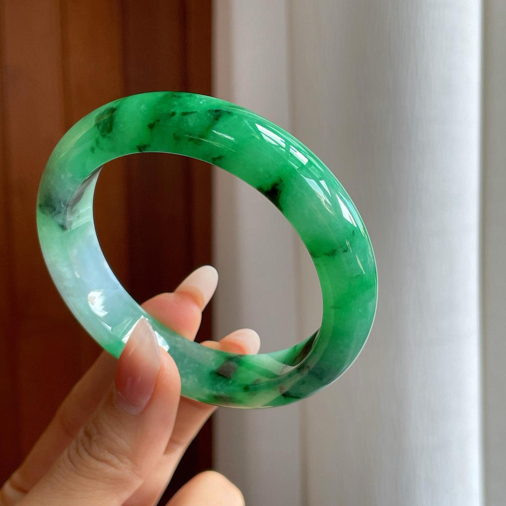 糯冰带色翡翠特色平安镯（58mm）（yc312987）