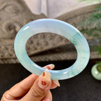 糯冰种飘花圆条手镯（53.3mm）（yc264045）