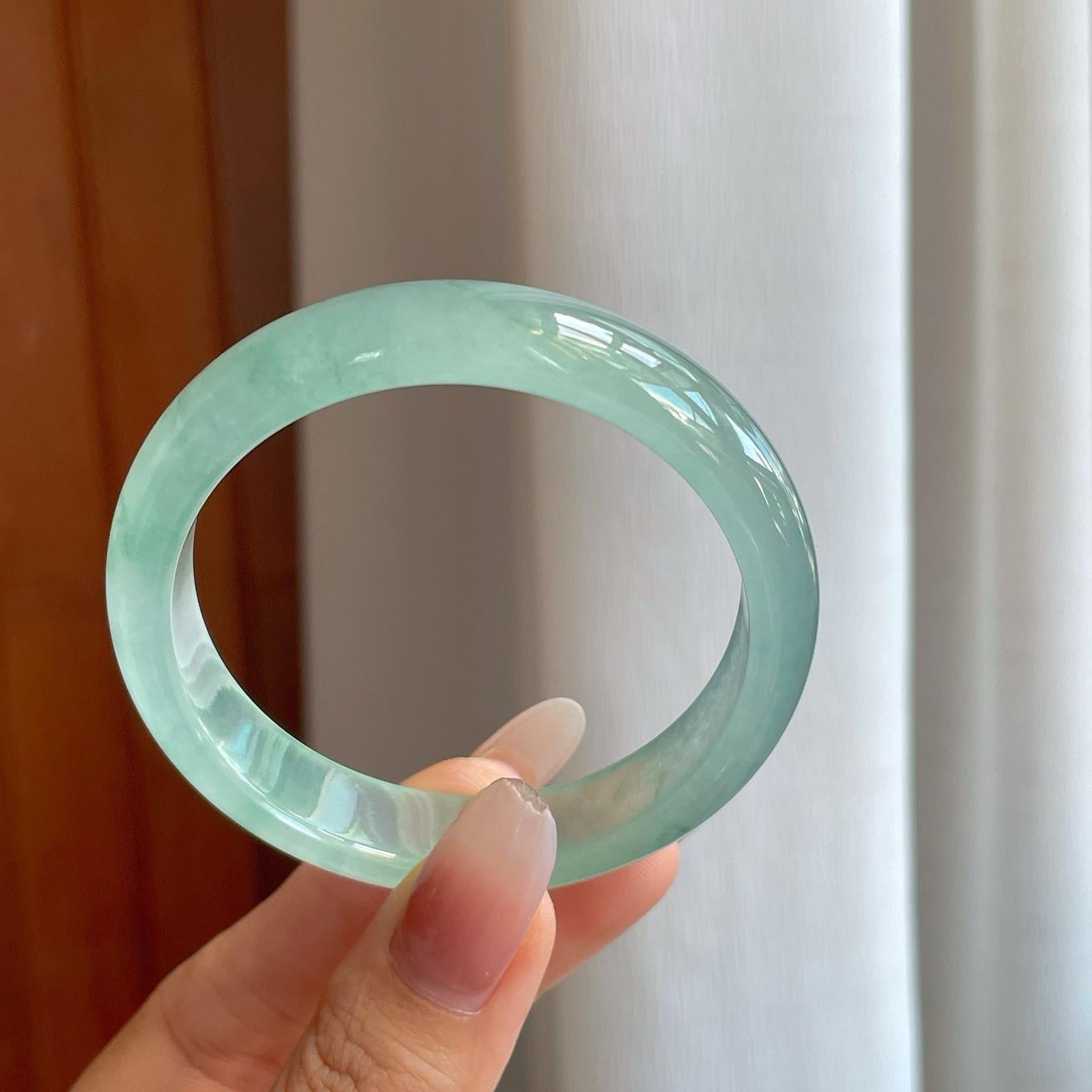 冰种飘花翡翠平安镯（53.5mm）（yc268119）