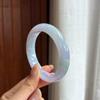 大圈口 细糯种春带彩正圈平安镯 58圈 天然缅甸A货翡翠（yc455113）