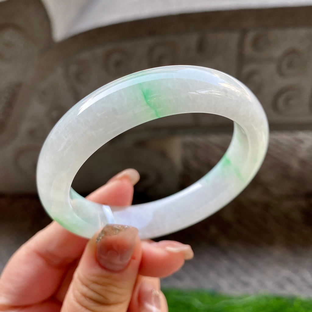 细糯种白底青平安镯（55.6mm）（yc299528）